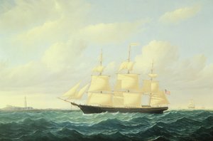 Statek kliprowy „Dashing Wave” z Boston Light, 1855 r.